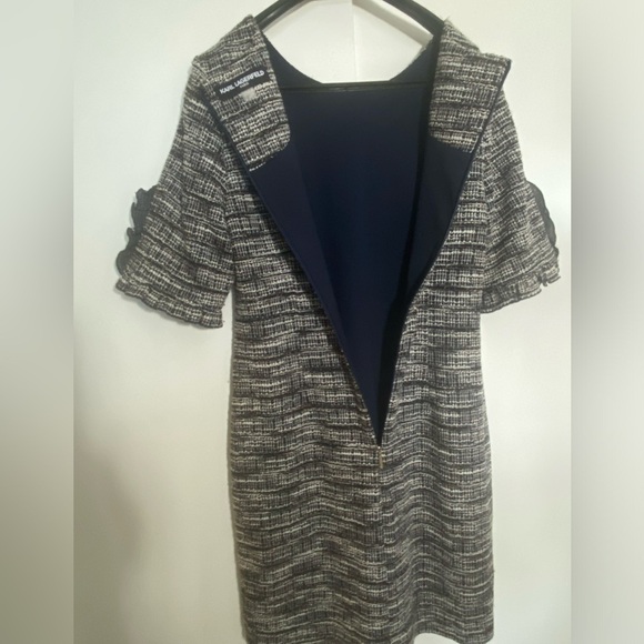 -KARL LAGERFELD tweed business casual party midi dress size  10 - Picture 5 of 10